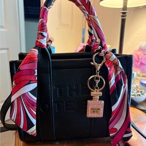 Chic Black Tote Bag with Pink Accents